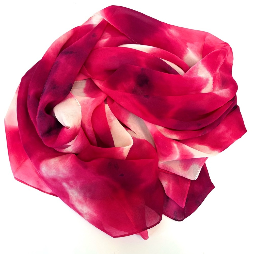 Calvin Klein Oversized Wrap Scarf Abstract Watercolor Print Pink White NEW 28x72